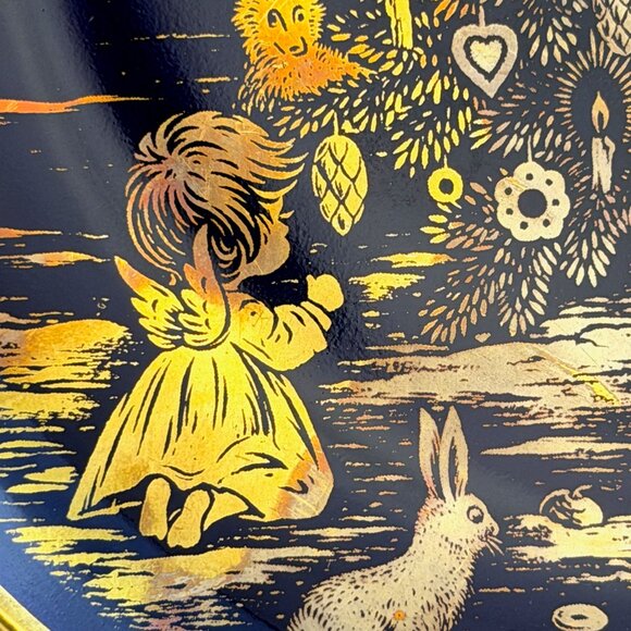 1974 Lindner “Peace on Earth” Blue 24K Gold Christmas Plate, H.H. Lihs, Germany - Picture 3 of 10